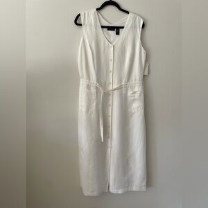 90s Vintage Linen Button Front Midi Dress NWT Women 14 Minimalist Liz Claiborne